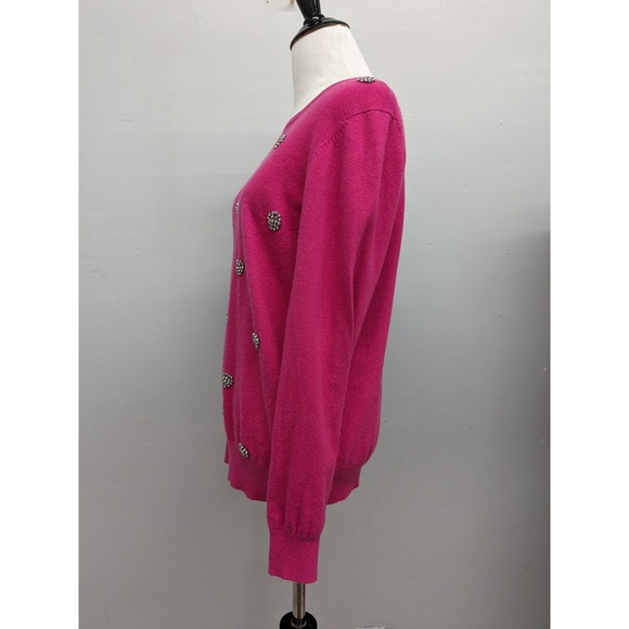 Boden‎ Bright Pink Embellished Rhinestones Pullover Sweater Cashmere Blend Sz 10 - Picture 3 of 12